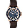 Diver Blue Brown Leather Men's Quartz Watch AR11556