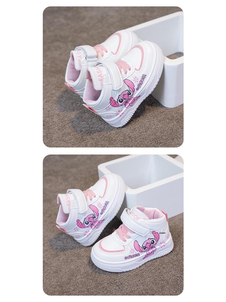 Atmungsaktive High-Top Cartoon-Skateschuhe für Kleinkinder und Mädchen, Leichte und lässige weiße Sneaker