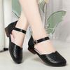 Close Head Square Heels Cutout Breathable Rhinestone Shoes Summer 2025 Soft Leather Sandals Women for Office Daily Mom