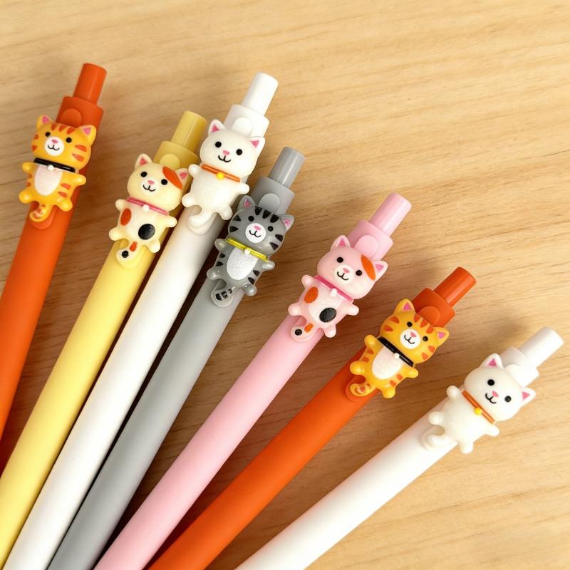 15Pcs Cute and Fun Cat Ballpoint Pens, Retractable Pens, Stationery, Office Supplies, and School Supplies, Signature Cute Student Stationery