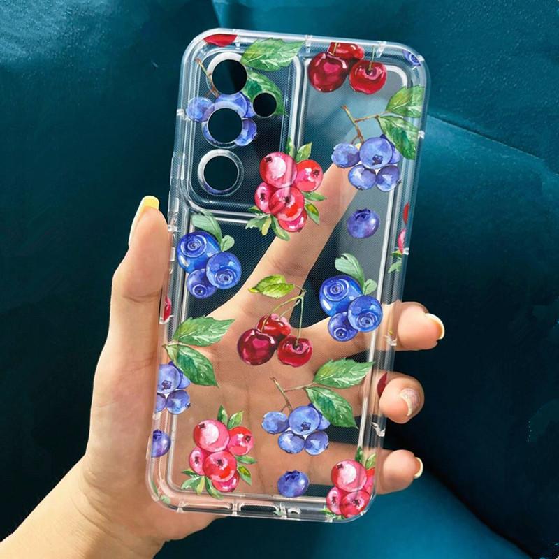 Summer Fruit Blue Berry Cherry Print Phone Case for  Poco X6 F5 X3 Pro Mi 14 13 12 13T 11 Lite 12T Clear Silicone Cover