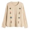 Women's Retro Embroidered Knit Cardigan Sweater Coat - Autumn/Winter 2026 Loose Top