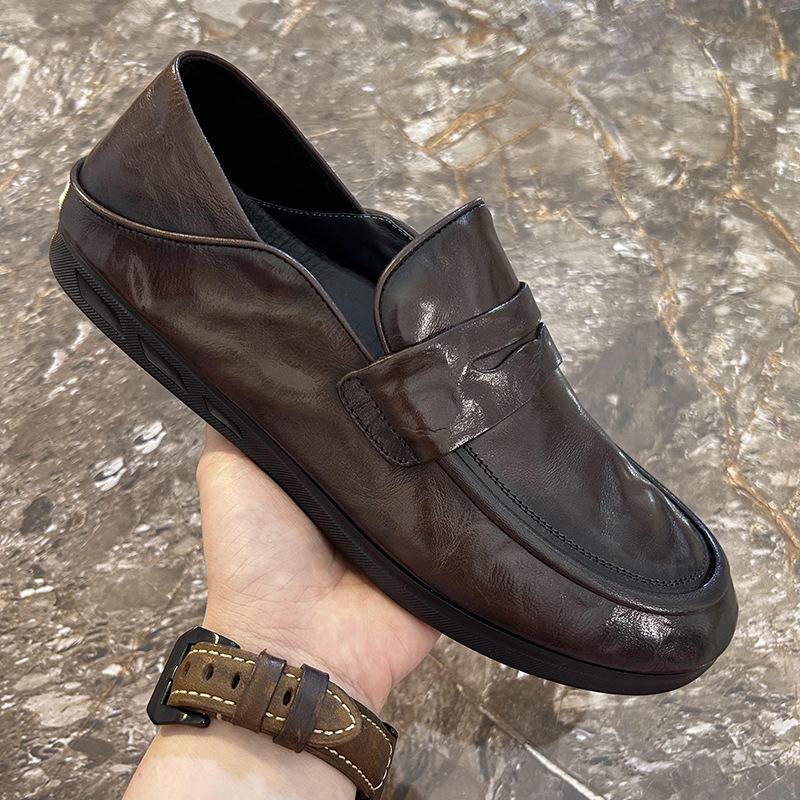 

Мокасины слипоны из натуральной кожи 2025: Осенние дышащие лоферы на мягкой подошве Size 40