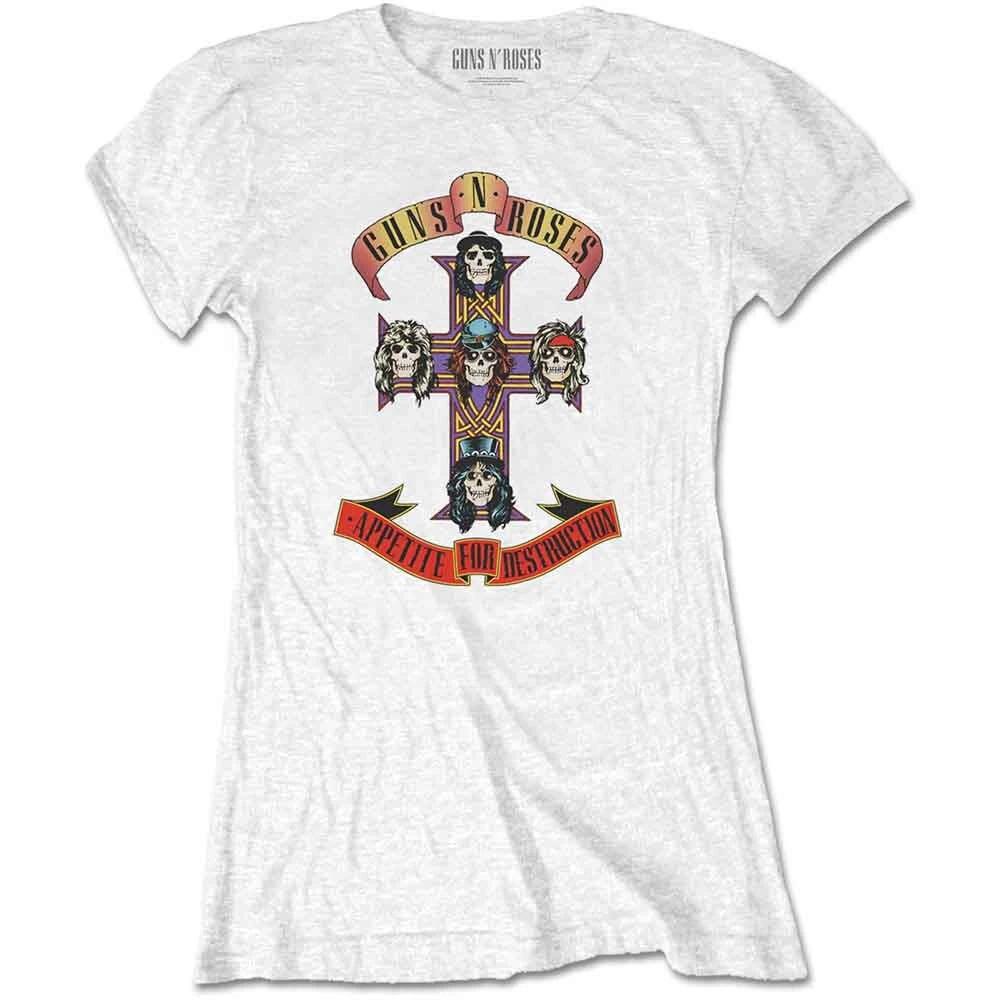 Band Monkey Guns N Roses Ladies T-Shirt Appetite for Destruction White M