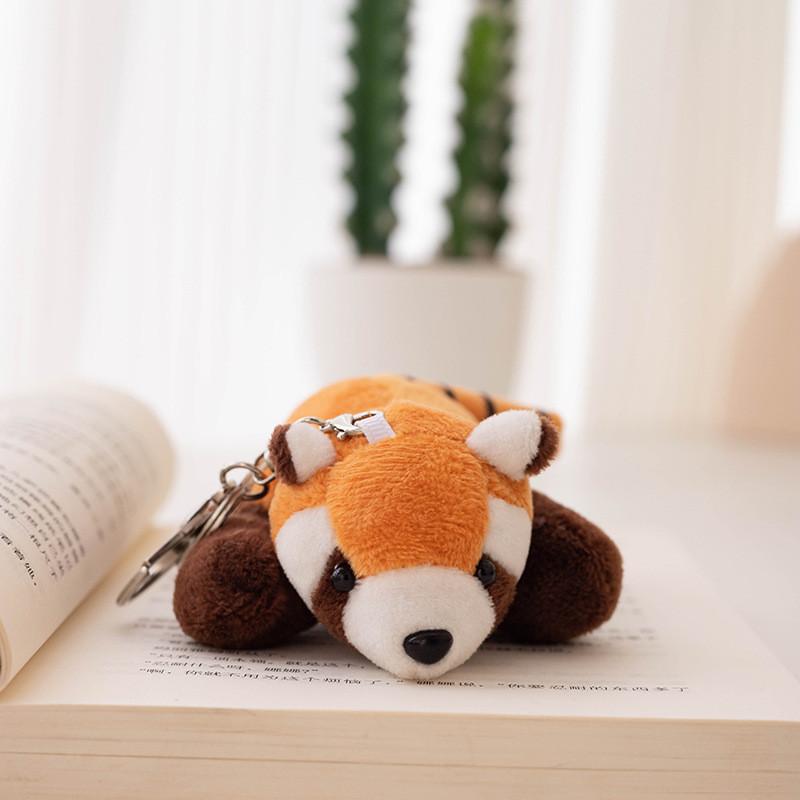 Adorable Panda Plush Wrist Rattle Toy Cute Raccoon Keychain Refrigerator Magnet