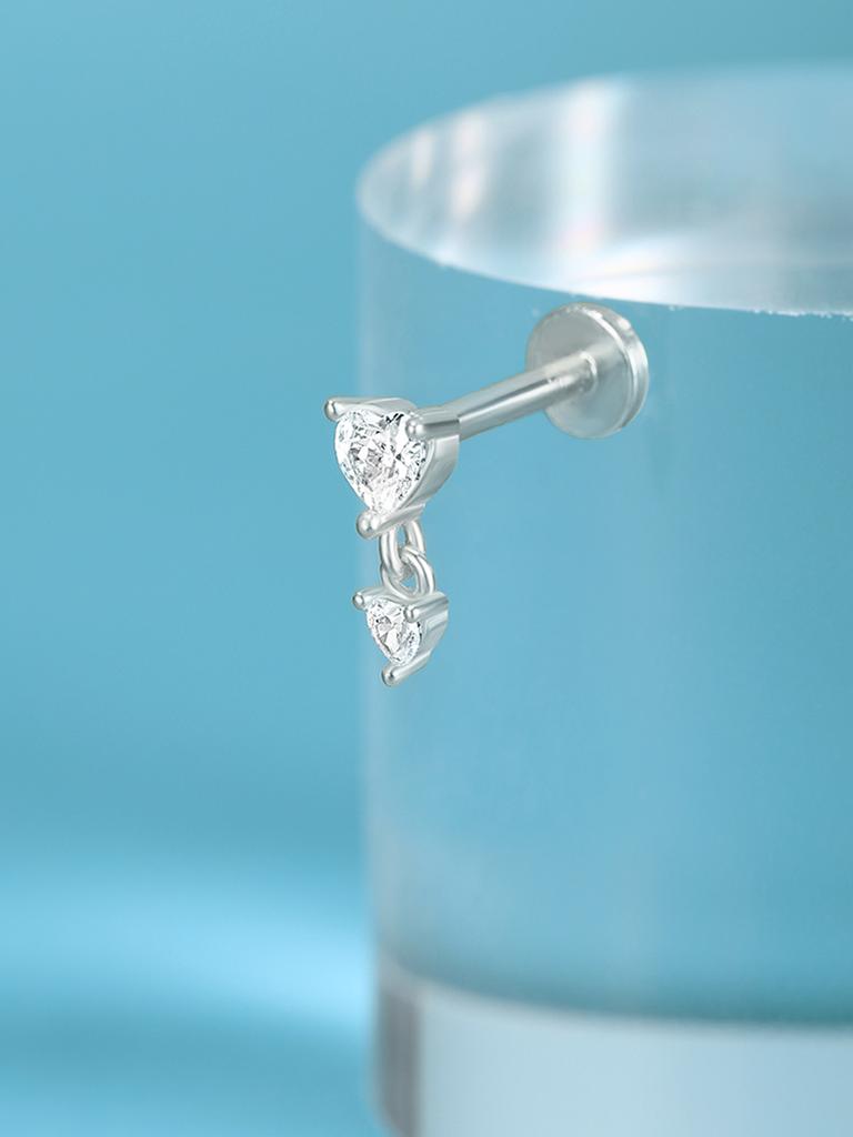 AIDE Coração Bola Redonda Hélice Plana Brinco Piercing Prata Esterlina 925 Tarraxas Geométricas Zircônia Exquisite Adorno Tarraxas Brincos
