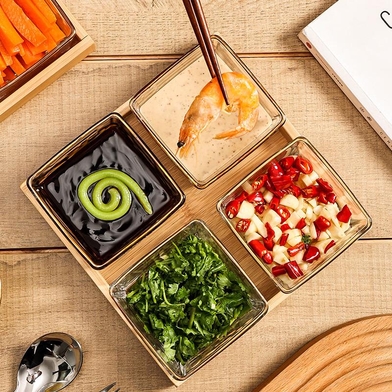 Nine-Grid Divided Glass Snack Platter