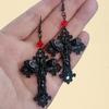 Gothic Dark Punk Moth Cross Earrings - European and American Style