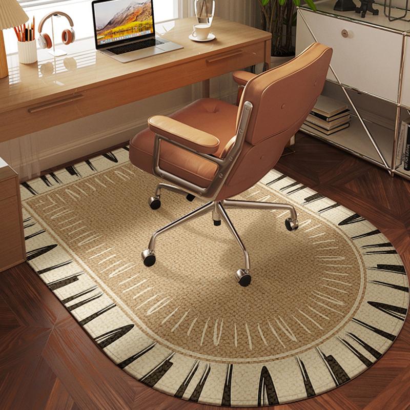 VIKAMA Luxury-Inspired Arched Computer Chair Mat, Bedroom Vanity Table Rug, Silent Gaming Chair Foot Pad, Home Decoration