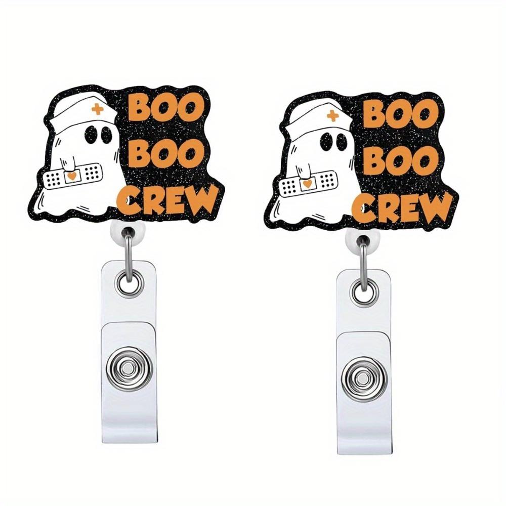 

2 шт. Хэллоуинский бейдж-ролик «Команда Бу-Бу». ID клипса подарок для медсестер, врачей и медицинского персонала. прозрачный