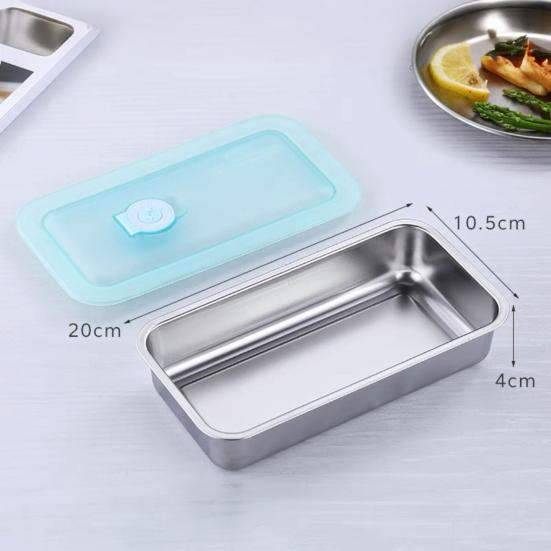 Stainless Steel Snack Containers Anti-Leak 2 Compartments Dipping Container Reusable Condiment Containers with Lids Metal Lunch Box