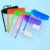 Binder Compatible Folder 11 Hole Clear File for A4 Binders, Colorful Plastic Document with Bag Snap Button & Label Slot, Transparent Project Organizer