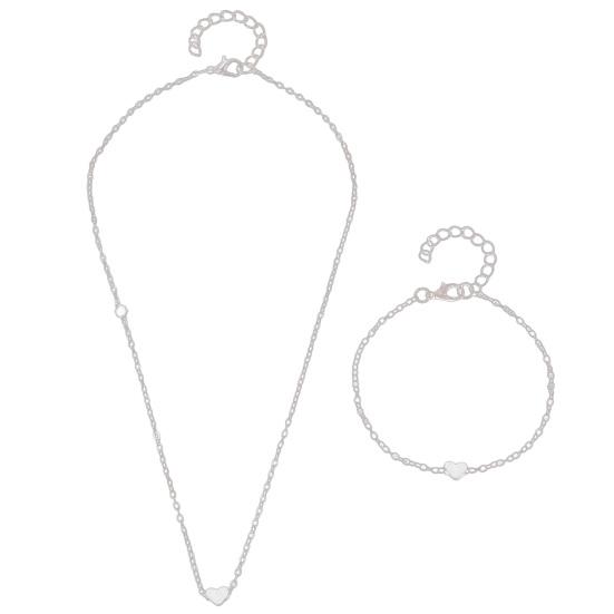 Necklace Bracelet Set, Alloy Plating Wear-Resistant Oxidation-Resistant Jewelry, Adjustable Chain Minimalist Love Pendant Jewelry