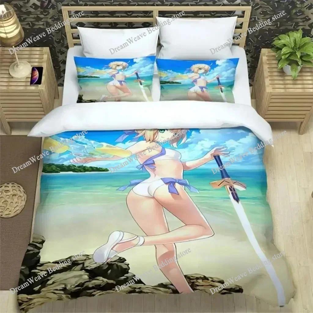Fatestay Night Luxury Bedding Set Japan Anime Cartoon Duvet Cover Set Comforter Bedspread Twin Single Size Printed Home Textile7