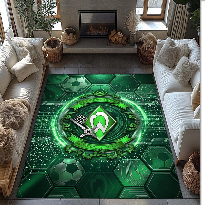 Tappeto in Velluto di Cristallo con Stampa Calcio Werder Bremen, Comodo Assorbente d'Acqua Antiscivolo Tappeto per Pavimenti Interni