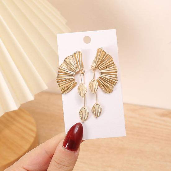 Women Dangle Textured Earrings Ginkgo Leaf Chunky Dangle Earrings Jewelry Gifts