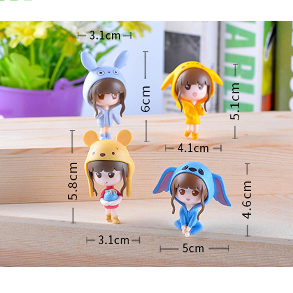 4pcs resin Q Girls Ornaments Micro Landscape Decorations Gifts Crafts