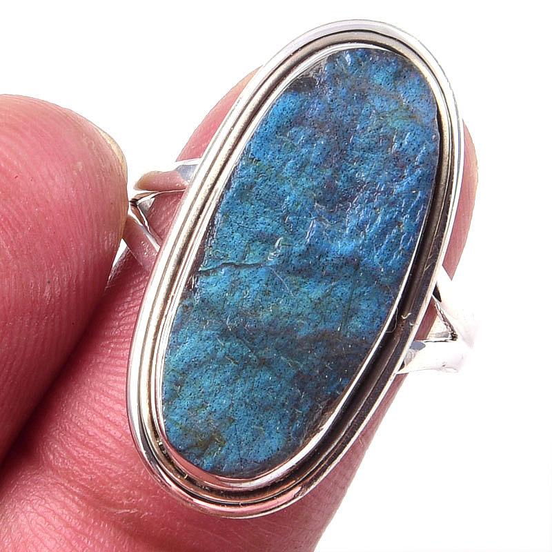Natural Labradorite Gemstone Handmade 925 Solid Sterling Silver Ring Size 8 D2N31