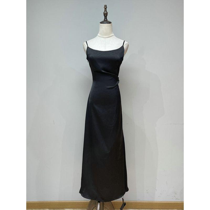 

Fall 2024 New Arrival Elegant Gilding Drooping Sling Dress Dress Section II Black Texture S