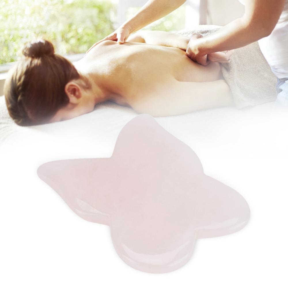 Butterfly Rose Quartz Massage Stone Pink Massage Scrapping Plate Facial Guasha