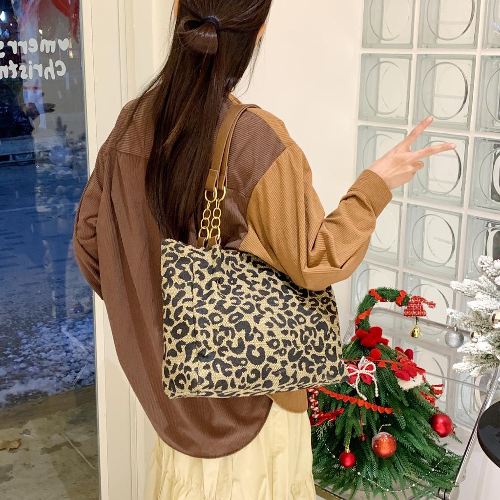 New Korean bag women's casual fashion leopard print messenger bag tote bag lazy versatile retro shoulder bag