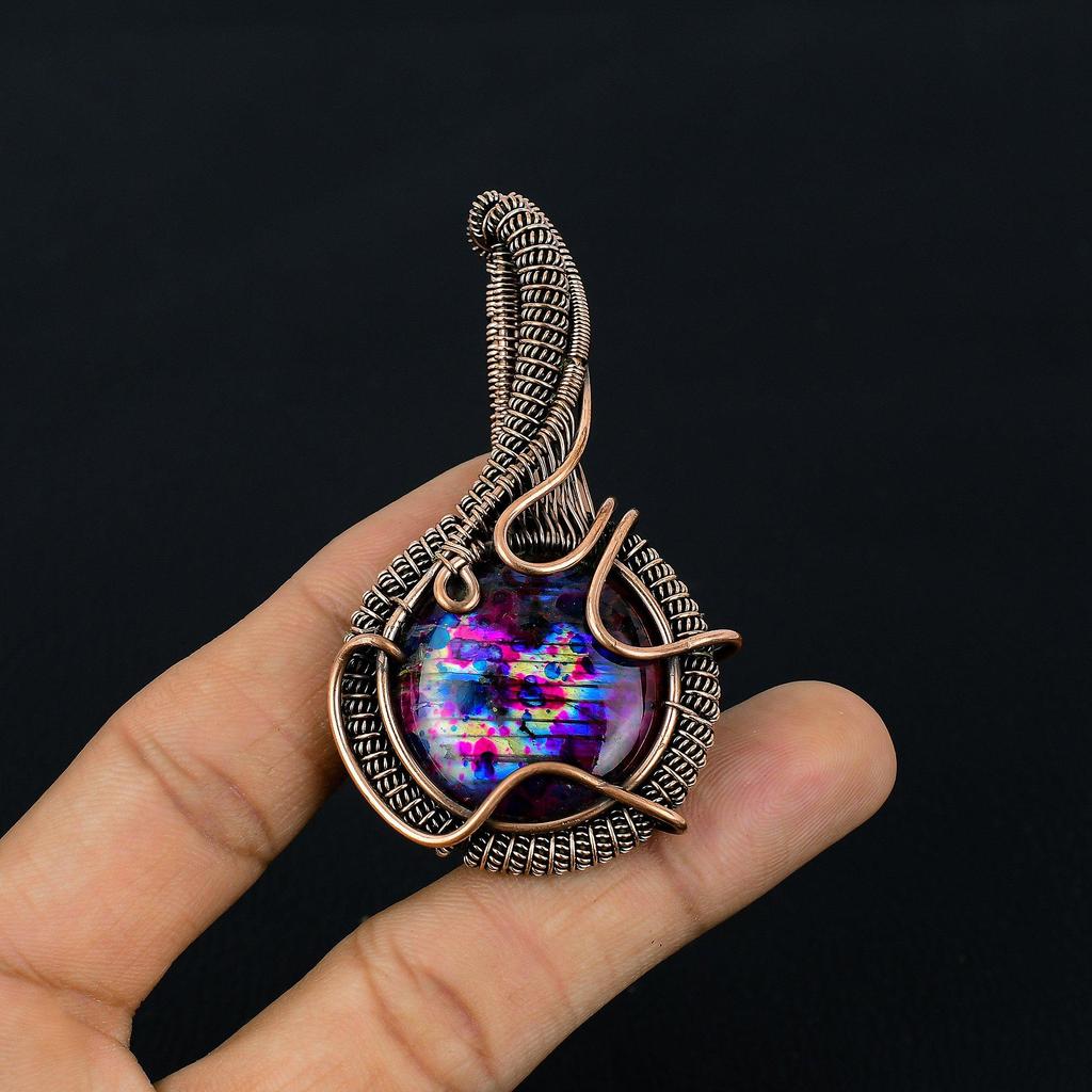 Multi Flash Labradorite Pendant, 999 Copper Wire Wrapped Jewelry, Handmade Pendant Gemstone Jewelry, Gifts For Wife Brand New Pendant