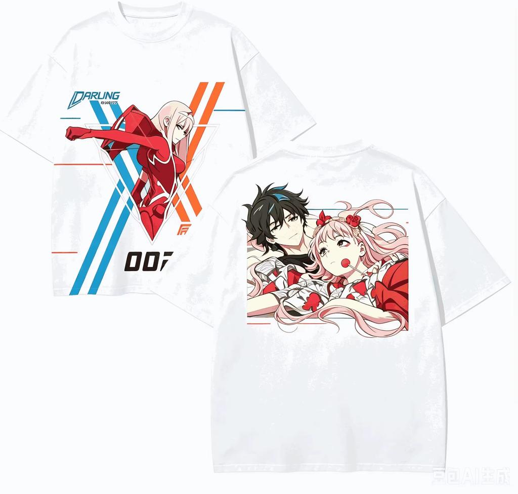 New Arrival Breathable Loose Harajuku Streetwear Unisex Anime T-shirt for DARLING in the FRANXX T-shirt