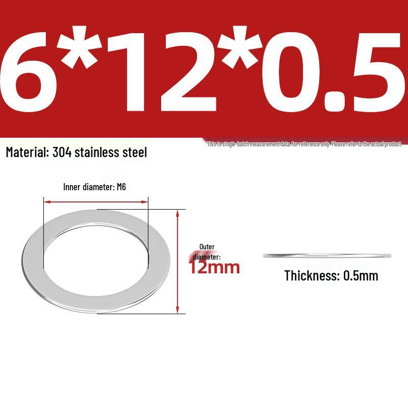 304 Stainless Steel Ultra-Thin Flat Washers - Available in Thickness: 0.1mm, 0.2mm, 0.3mm, 0.5mm