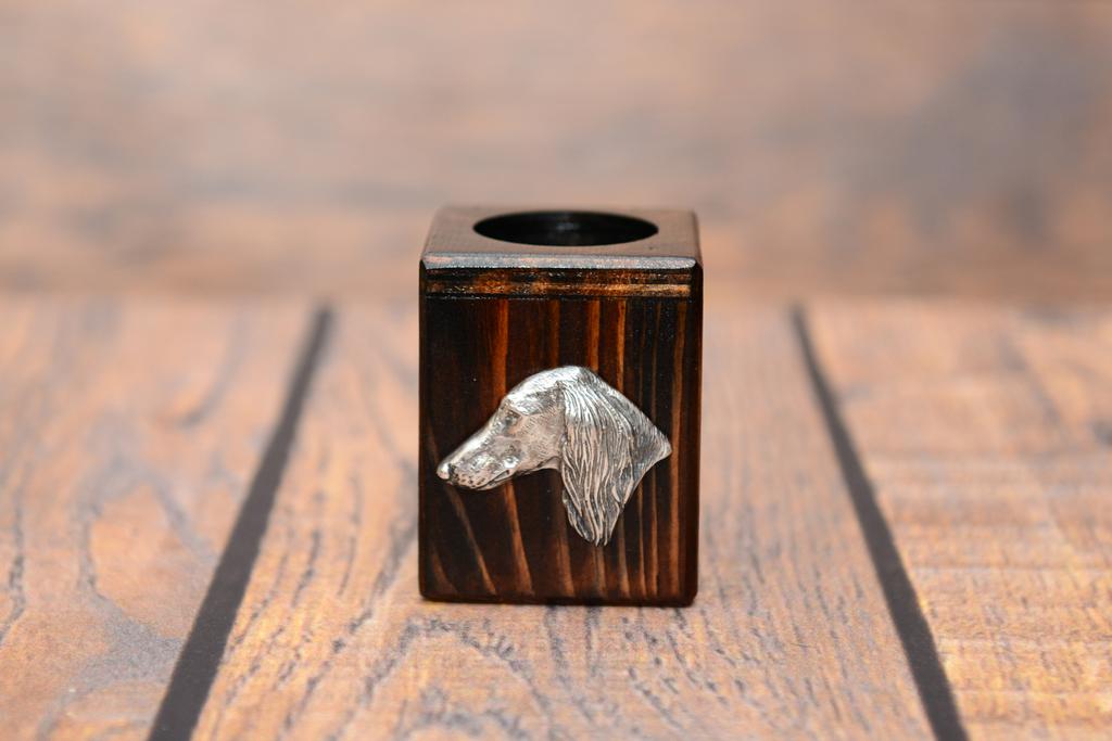 Saluki, Persian Greyhound, Arabian Hound - Wooden Candle Holder with a Dog, a Unique Souvenir After Losing a Dog, a Handicraft from the Art-Dog Brand