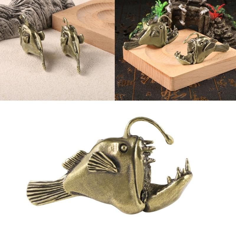 Metal Animal Statues Figurines Angler Fish Statue Figurines Sculptures Tabletop Centerpieces Home Decors Collectibles