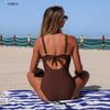 2026 Solid Patchwork Swimwear Women Beach Hollowed One Piece Swimsuit Femal Summer Straps Monokini Lady Bathing Suit