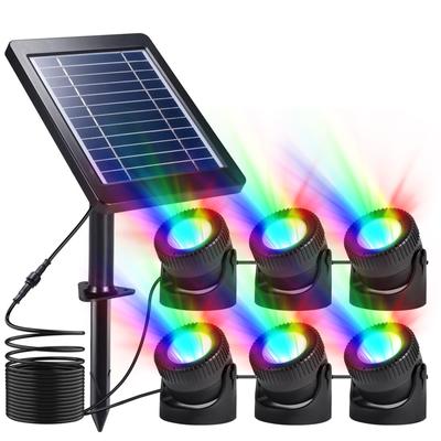 Set aus 6 Solar-Teichlichtern RGB-LED Tauchbare Springbrunnenlichter IP68 Wasserdicht Bunte Unterwasser-Landschaftsstrahler