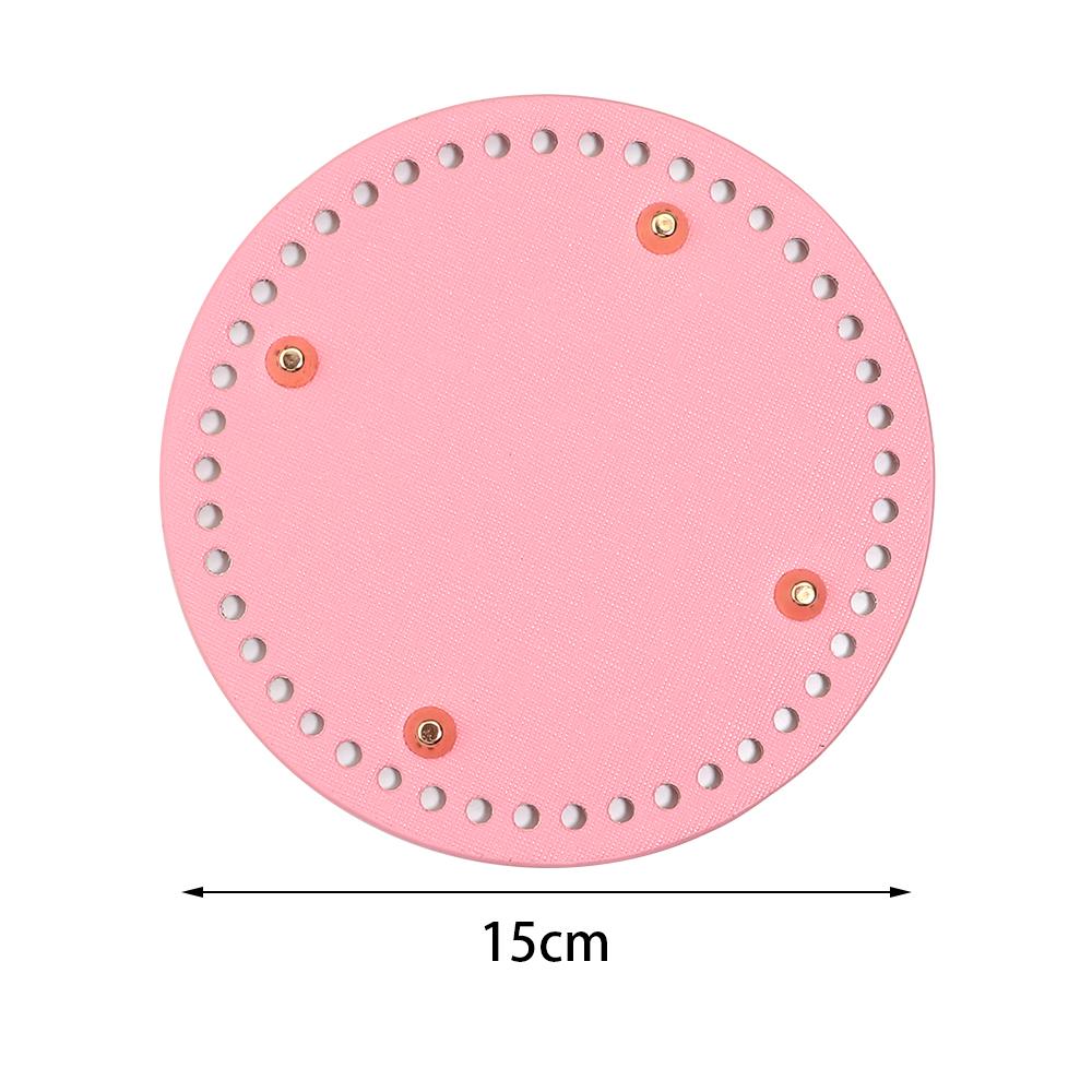 Pink Oval Round Bottom Long PU leather Bag Base With Holes For DIY Handmade Knitted Crochet Bags Universal Bottom Accessories