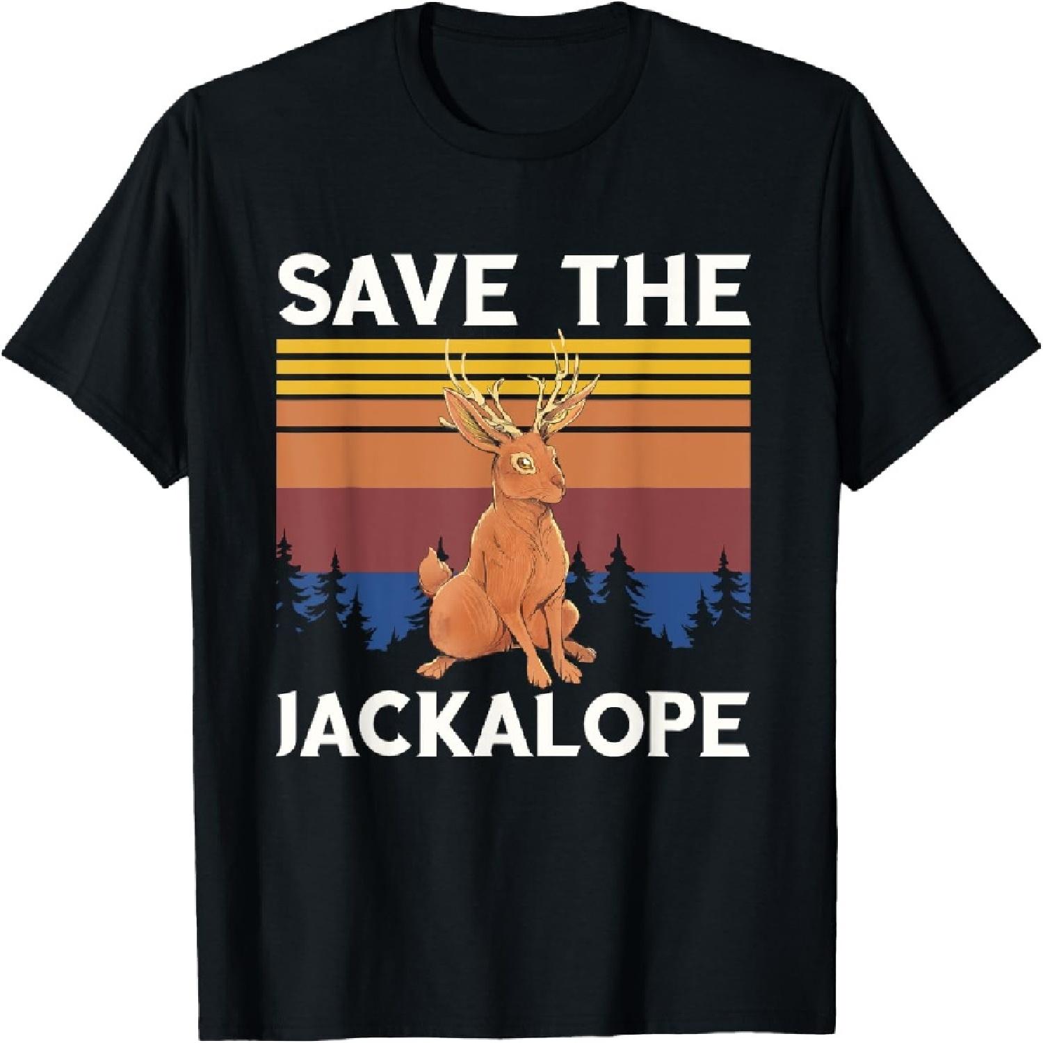 Retro Save The Jackalope Cryptid Rabbit Cryptozoology T-Shirt XXXXXL разноцветный