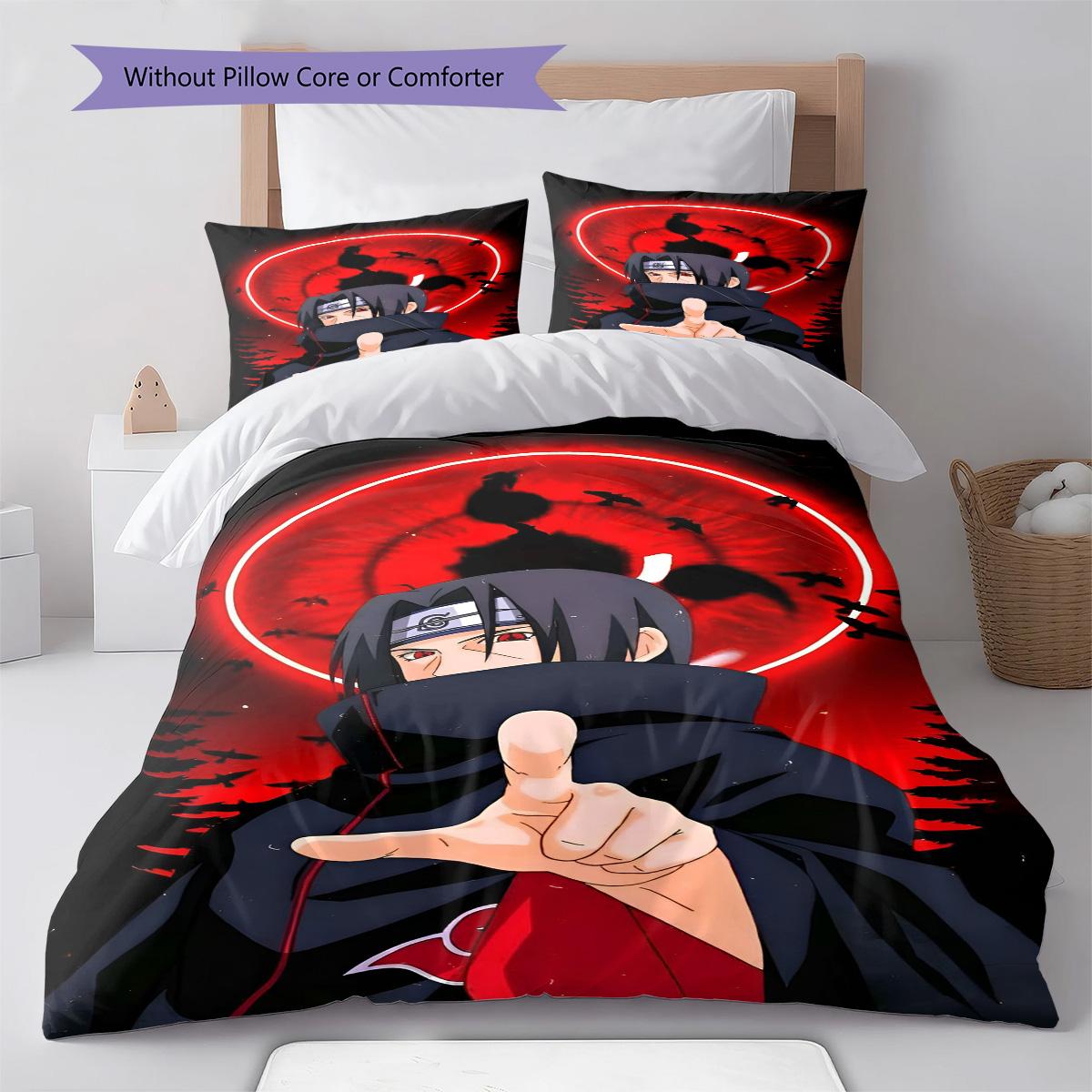 Naruto Cute Pose Chibi Style Bedding Set Anime Duvet Cover Polyester Soft Bed Linen Set -QJY 135x200cm