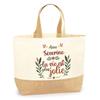 Tote bag / sac en jute - PLANETEE - Séverine - motif « la vie est plus jolie » - jute naturel - fabriqué en France