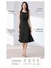 Black Sleeveless Cinched Waist Mid-Length Hepburn Style Dress