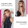 LOUIS FERRE Ombre brązowe różowe peruki syntetyczne długie faliste sztuczne włosy dla kobiet z grzywką codzienne Cosplay peruki z włókna termoodpornego