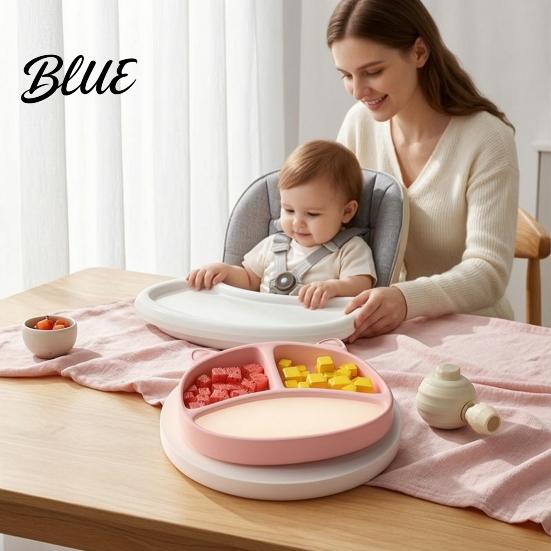 Suction Food Bowl for Kids Silicone Plate Toddlers Cute Bear Shape Unbreakable Divided Baby Feeding Bowl Non Slip Tray Infants And Set 6 Months To 3