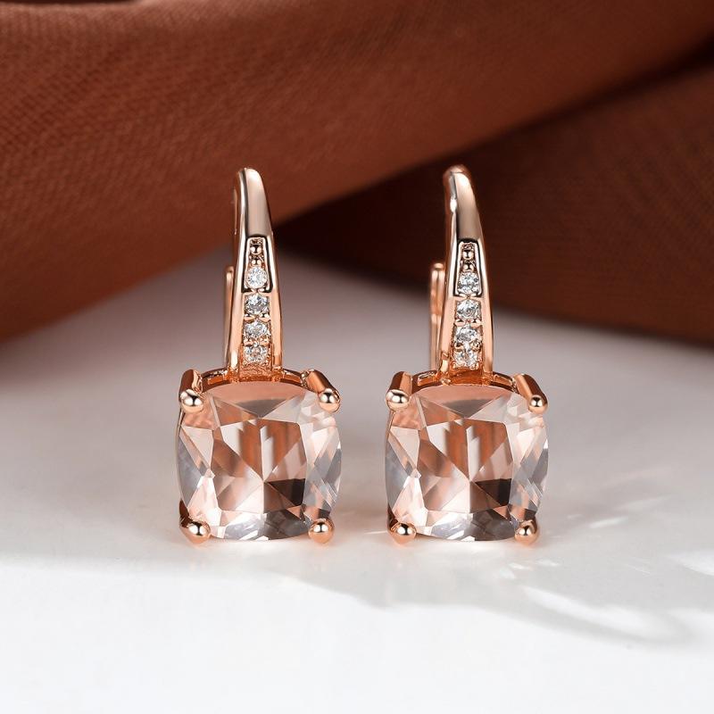 Rainbow Zircon Hoop Earrings Multicolor Crystal Square Stone Earrings Vintage Gold Color Wedding Earrings for Women Party