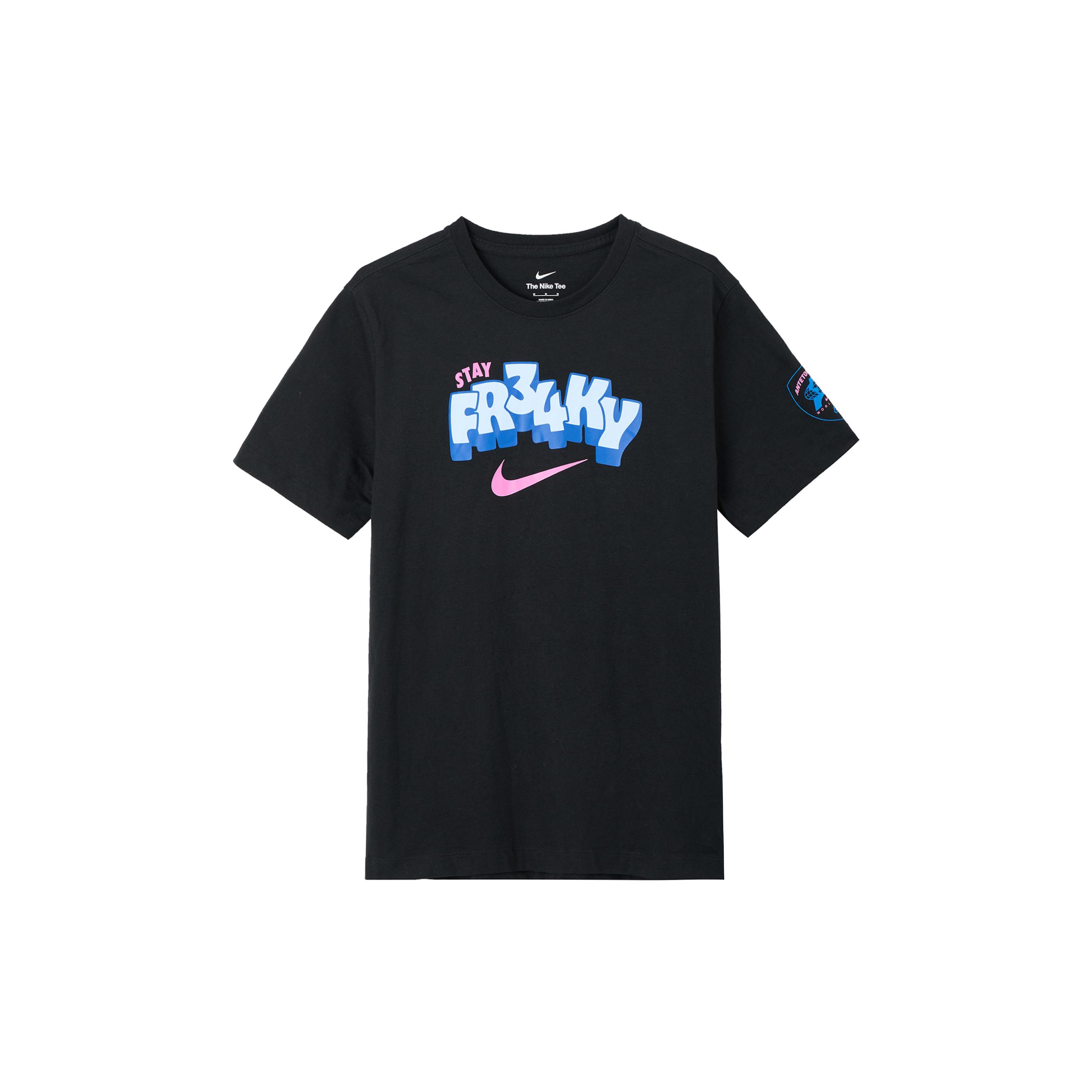 Мужские черные футболки Nike с круглым вырезом, умеренно прямой крой, FZ8078-010 S