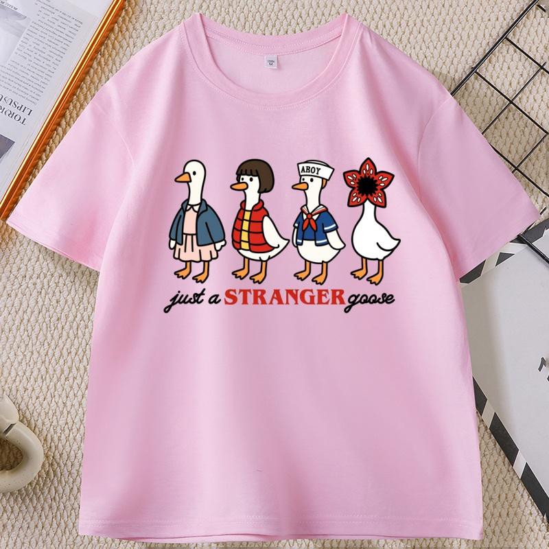Just A Stranger Goose T-Shirt for Men Funny Goose Parody T Shirt Graphic Tee Trendy TV Series Cotton Short Sleeve Tops