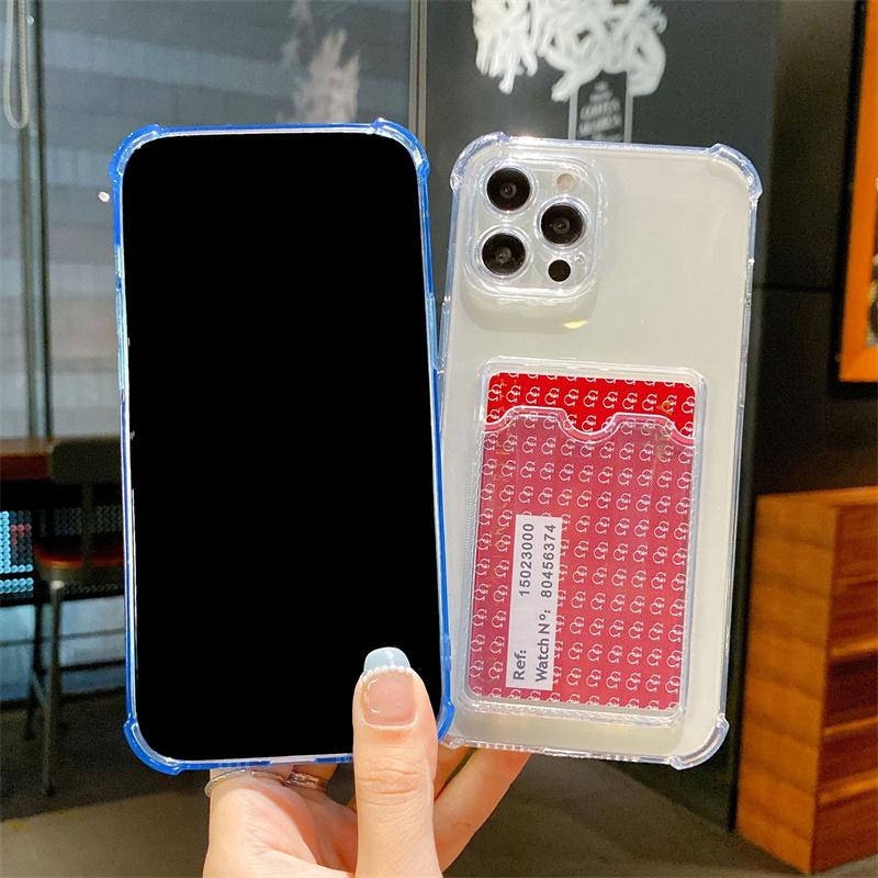 Luxus-Kartensteckplatz-Tasche Transparente Telefonhülle für iPhone 15 14 Plus 11 12 13 Mini 15 Pro Max Brieftasche Weiche stoßfeste Abdeckungshüllen