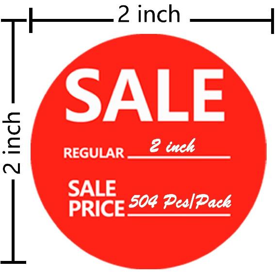 Regular Price Stickers,2 Inch Sale Price Sticker,Red Yellow Price Stickers for Retail Store,504 Pcs/Pack