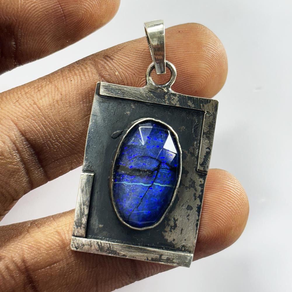 Natural Opal Pendant 925 Sterling Silver 41.4 ct Aurora Oval October Birthstone for Gem Collections