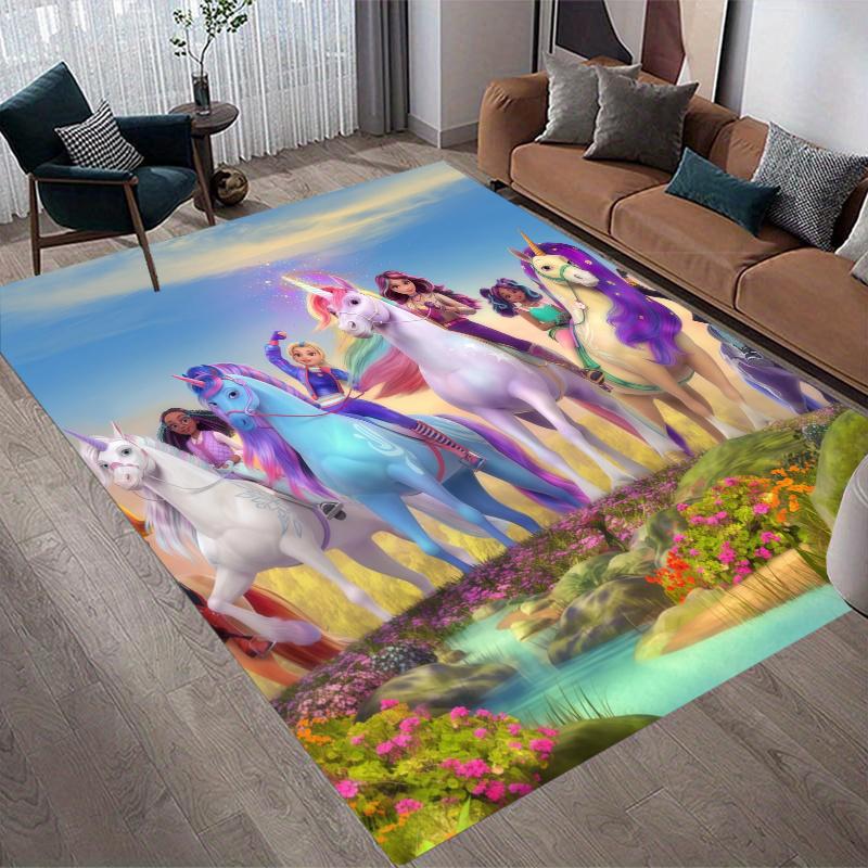 Unicorn Academy Home Sofa Decoration for Living Room & Bedroom, Non‑Slip Play Flannel Floor Mat for Game Room