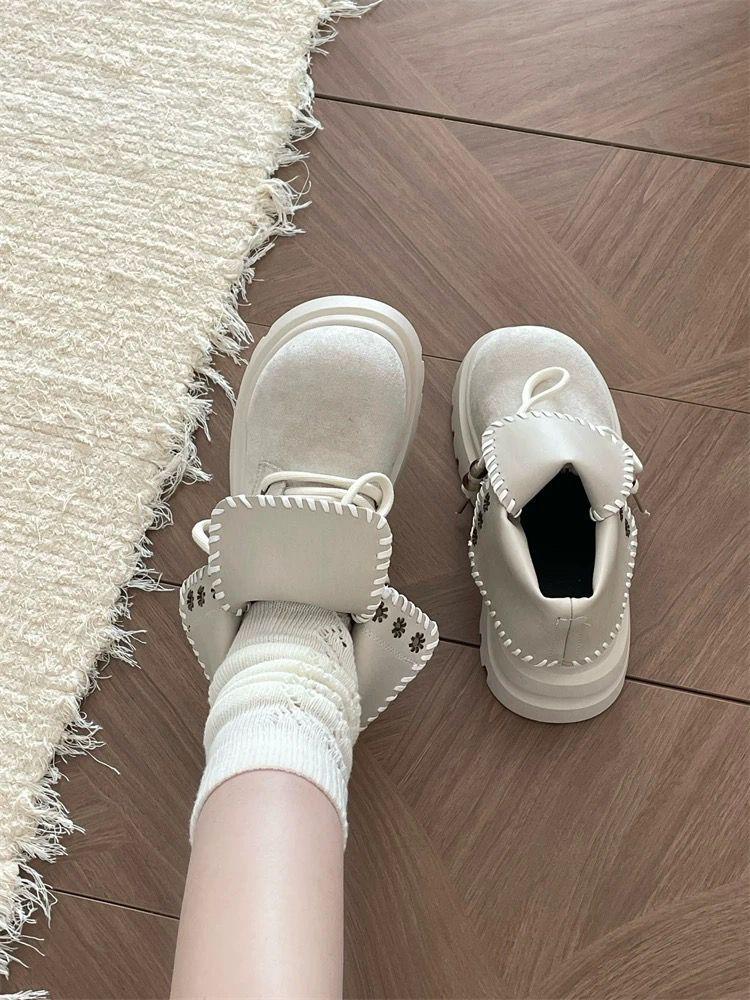 British-Style Petite Platform Martin Boots - Women's Vintage Autumn Short Boots with Height-Enhancing Slimming Effect