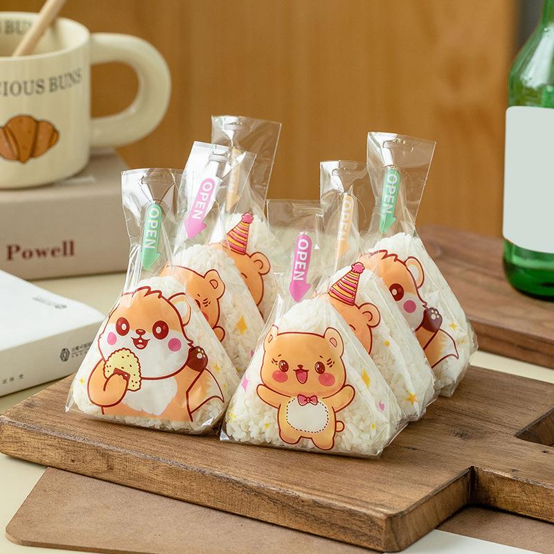 50/100 Stück schöne Cartoon-Dreieck-Reisbällchen-Verpackungsbeutel, Algen, Onigiri, Sushi, Bento, Herstellungsform, Bento-Zubehör, Sushi-Taschen