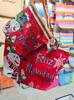 Women's Christmas Tote Set: Snowman & Santa Claus Embroidered Large Shoulder Bag with Makeup Pouch