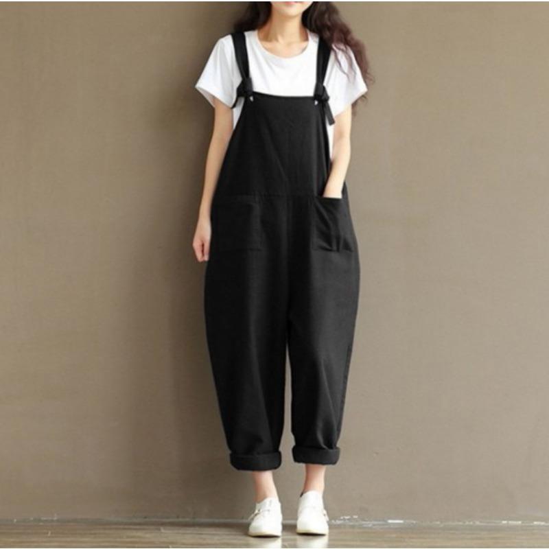 YYFS Women's Fashion Casual Summer Spring Solid Color Print Sleeveless Suspenders Loose Waistlinet Trousers Jumpsuits & Rompers